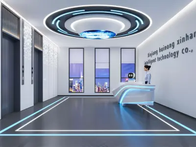 Indoor exhibition hall for modern agricultural drone products 3D model