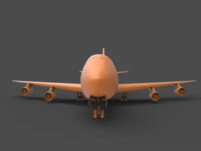 B 747 orange airplane 3D print model
