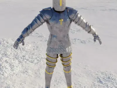 Knight in armor in snow 3D model