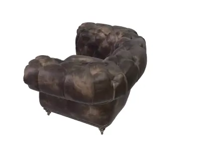 Vintage Tufted Leather Armchair Classic Chesterfield Style 3D model