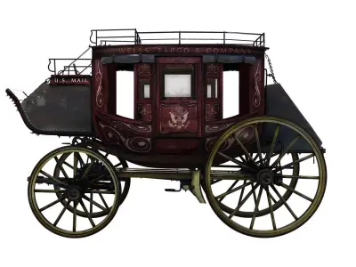 Abbott Downing Stage Coach Horse Carriage 3D model