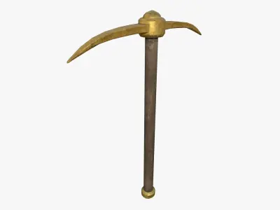 Golden Pickaxe Low-poly 3D model