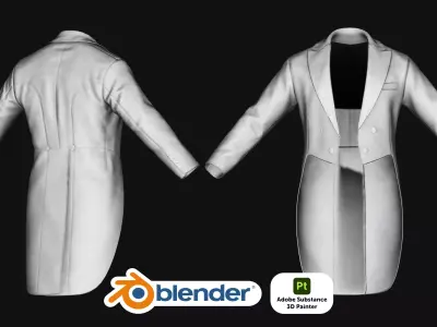 Open Formal Full Dress Tailcoat Low-poly 3D model