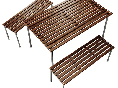 Traverse Garden Table and Bench by Hay 3D model