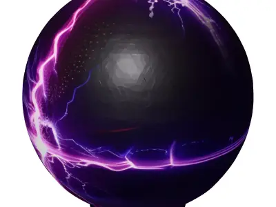 Glowing Plasma Ball with Purple Lightning 3D model