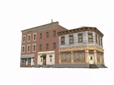Modern urban architecture buildings and shops 3D model