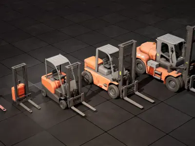 Forklift Pack Low-poly 3D model