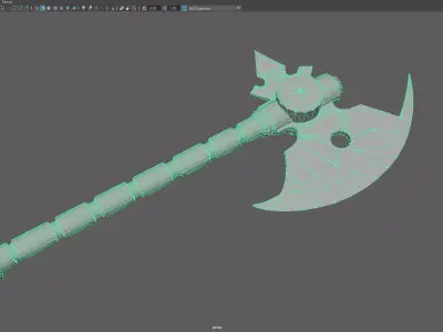 Low Poly Fantasy Battle Axe  Stylized Game-Ready Weapon 3D Model Low-poly 3D model