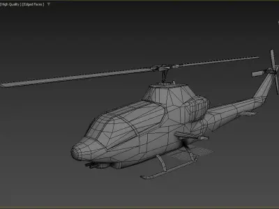 Low-Poly Helicopter 3D Model  PBR Textured Game-Ready 2024 Polys Low-poly 3D model