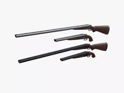 Double Barrel Low-poly 3D model purchase
