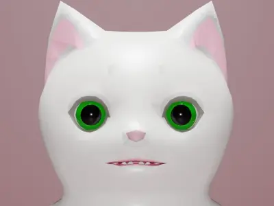 Cartoon Whitie Cat Low-poly 3D model