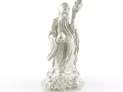 budda silver statue of chinese god 3D model
