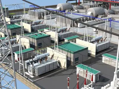 High Voltage Substation   Electrical Substation 3D model