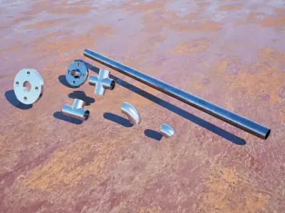 Pipe and Fittings Low-poly 3D model