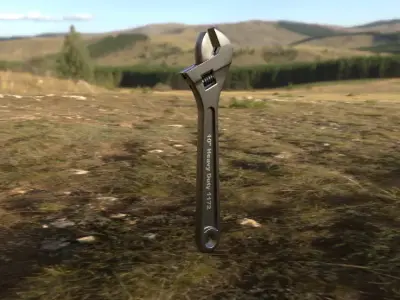 industrial mechanical heavy-duty spanner-wrench Low-poly 3D model