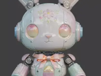 MECHANICAL EASTER BUNNY ROBOT 3D MODEL V02 Low-poly 3D model