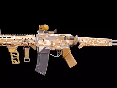 Sci-Fi Military Assault Rifle Game Ready Low Poly Low-poly 3D model