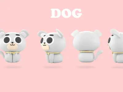 dog 3d cartoon Low-poly 3D model