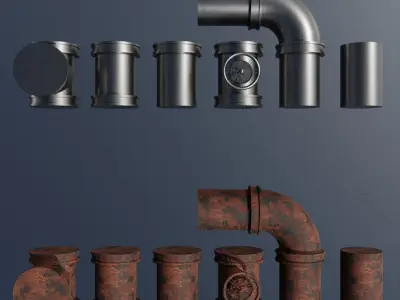 Textured Tube Asset Pack 3D model