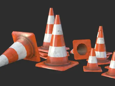 Traffic Cone Assets 01 Low-poly 3D model