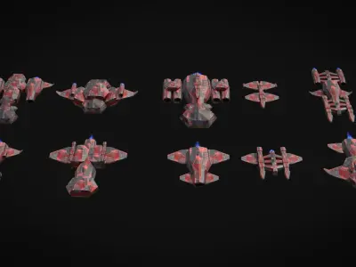 Spaceships Modular Pack for Games Low-poly 3D model