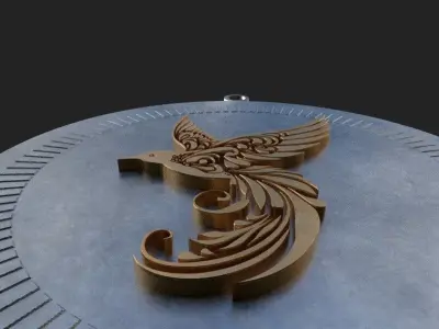 Silver Gold  flying-bird  Print 3D print model Low-poly 3D model