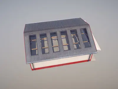 Airfield Hangar 12m Vr2 RED Low-poly 3D model