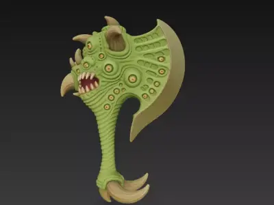 Mutant Beast Axe - Organic Fantasy Weapon 3D model