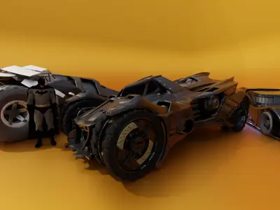 All Batmobiles rigged Free low-poly 3D model