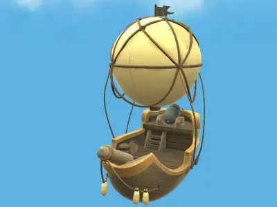Balloon Boat Dark Low-poly 3D model