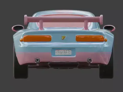 Pink and Blue Sports Coupe Toy Model Low-poly 3D model