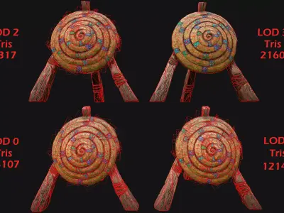 Medieval Wooden Target Furniture Training Camp Pack Low-poly 3D model