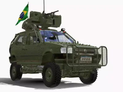 FIAT UNO MILITARY BR Low-poly 3D model