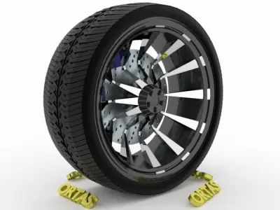 ORTAS CAR WHEEL RIM 132 GAME READY WHEEL RIM TIRE 3D model