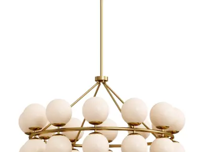 Antique Brass White Glass Chandelier  3D model