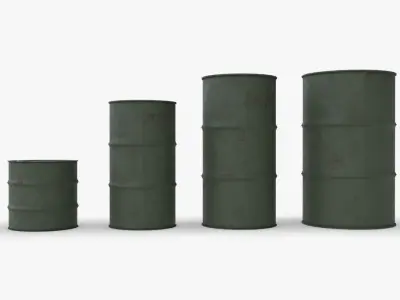 Army chemical barrels Low-poly 3D model