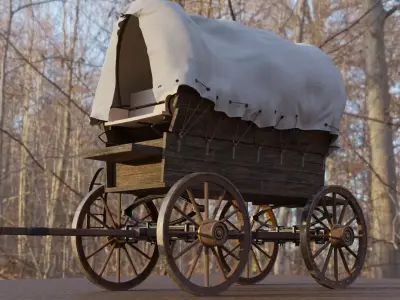Wagon covered with cloth covering it 3D model