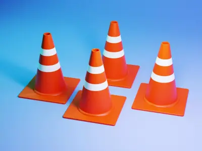 3d model of an orange cone to mark dangerous or prohibited areas 3D model