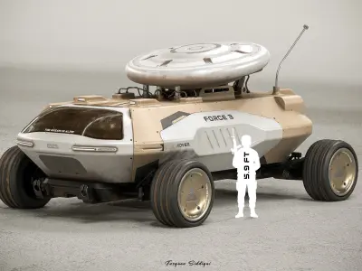 Sci-fi Mars Rover PBR Low-poly 3D model