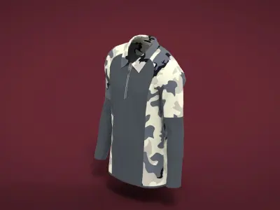 Military Outfit - T-shirt Low-poly 3D model 5