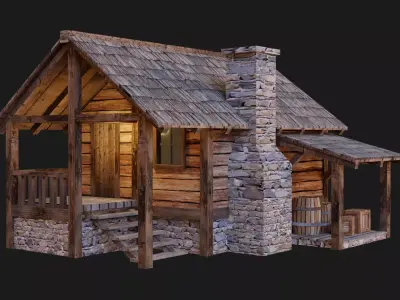 Wooden House A Low-poly 3D model