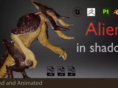 Alien in shadow Low-poly 3D model