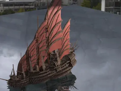 Kings Asian Red Fin sailed Ship 3D 3D model