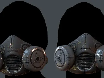 Gas mask helmet 3d model scifi  Low-poly 3D model 10