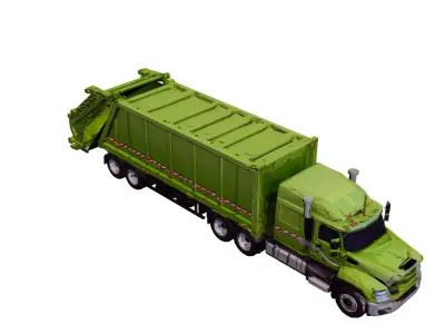 Low Poly Garbage Semi Truck Vehicle PBR Texture Low-poly 3D model