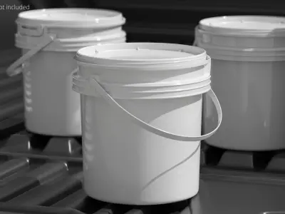 Polypropylene Bucket with Tear Tab Lid White 3D model