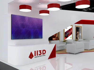 Exhibition Stand Stall Three Side Open 8X10 3D model