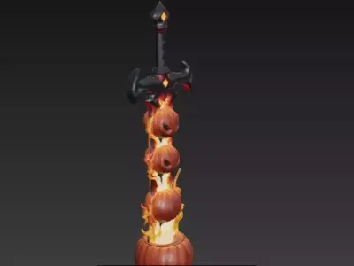 Pumpkin Inferno Props - Stylized Halloween Flame Weapons 3D Model Pack