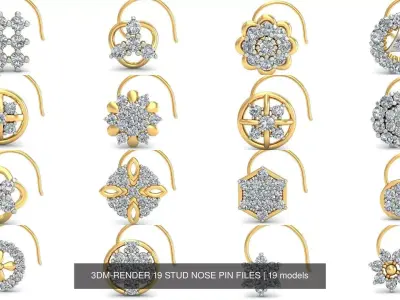 3DM-RENDER 19 STUD NOSE PIN FILES 3D Model Pack
