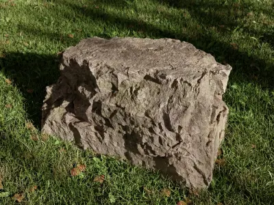 Warm Toned Plateau Mossy Smooth Large Rock Boulder Model 